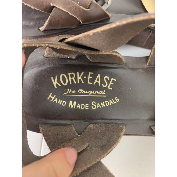 Kork-Ease Women’s Leather Platform Sandals Wedge Heel Ankle Straps Brown Size 5 - Picture 9 of 10